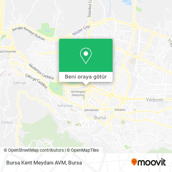 Bursa Kent Meydanı AVM harita