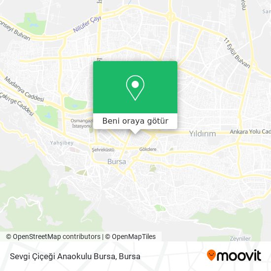 Sevgi Çiçeği Anaokulu Bursa harita