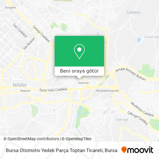 Bursa Otomotiv Yedek Parça Toptan Ticareti harita