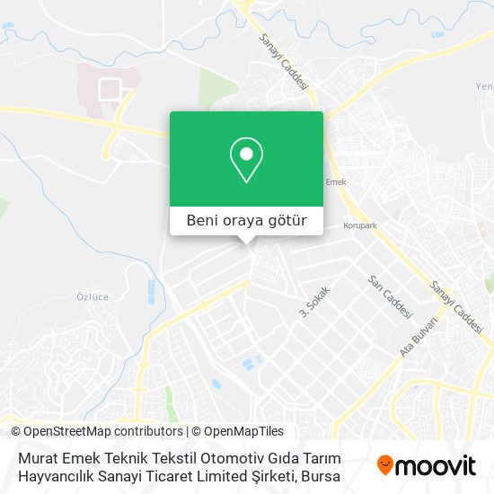 Murat Emek Teknik Tekstil Otomotiv Gıda Tarım Hayvancılık Sanayi Ticaret Limited Şirketi harita