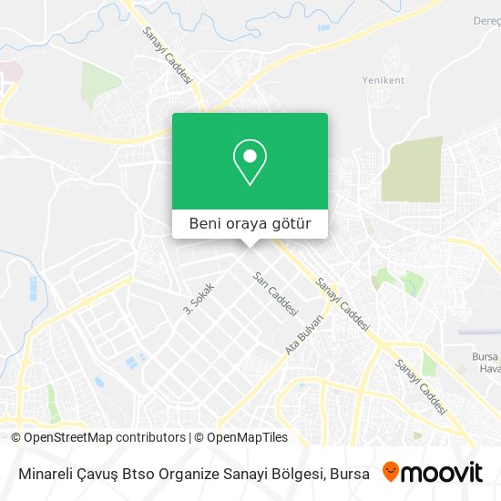 Minareli Çavuş Btso Organize Sanayi Bölgesi harita