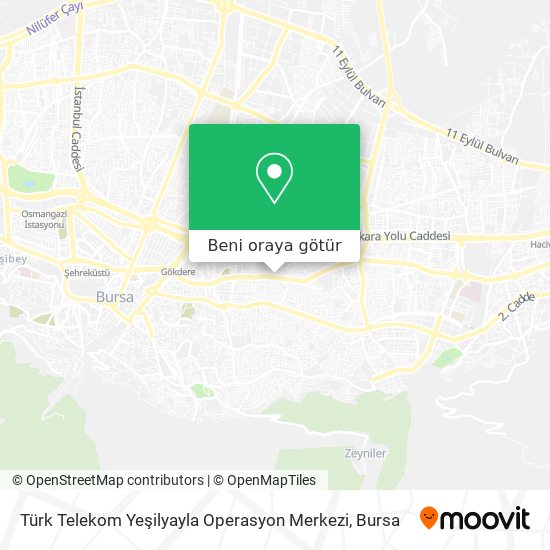 Türk Telekom Yeşilyayla Operasyon Merkezi harita