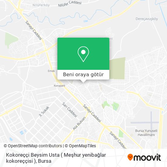 Kokoreççi Beysim Usta ( Meşhur yenibağlar kokoreççisi ) harita