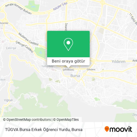 TÜGVA Bursa Erkek Öğrenci Yurdu harita