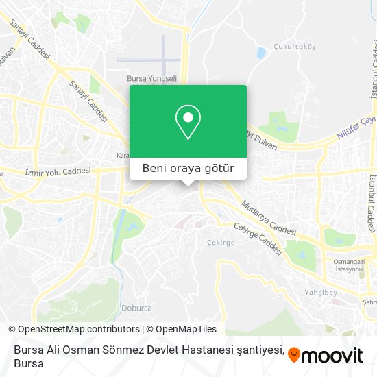 Bursa Ali Osman Sönmez Devlet Hastanesi şantiyesi harita