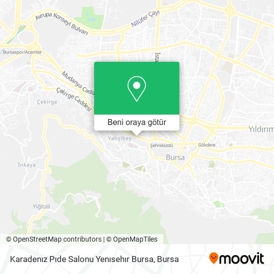 Karadenız Pıde Salonu Yenısehır Bursa harita