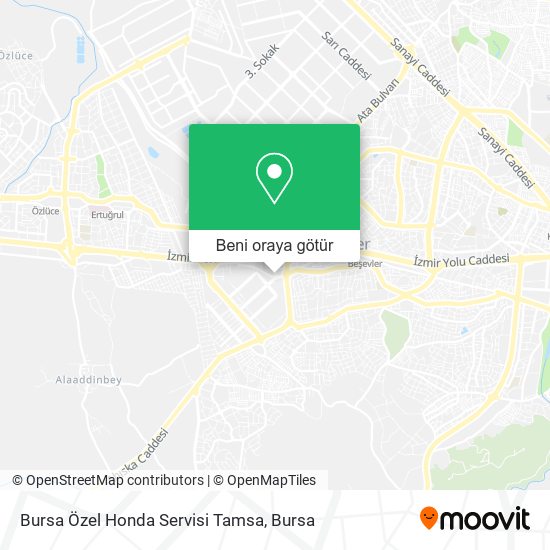 Bursa Özel Honda Servisi Tamsa harita