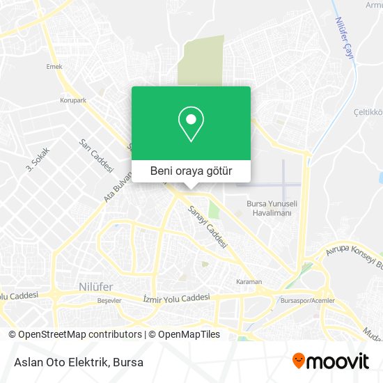 Aslan Oto Elektrik harita