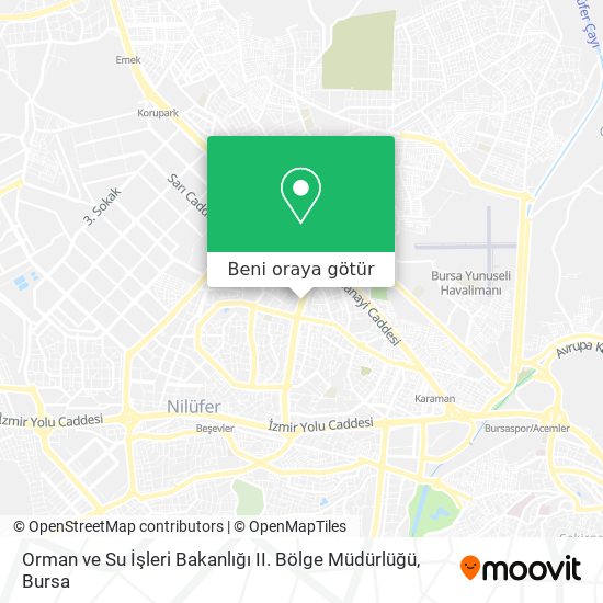 Orman ve Su İşleri Bakanlığı II. Bölge Müdürlüğü harita