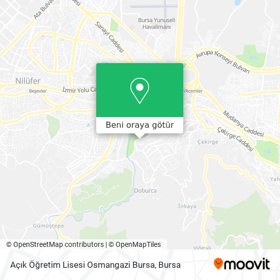 Açık Öğretim Lisesi Osmangazi Bursa harita