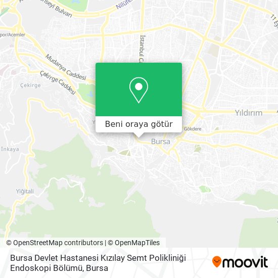 Bursa Devlet Hastanesi Kızılay Semt Polikliniği Endoskopi Bölümü harita