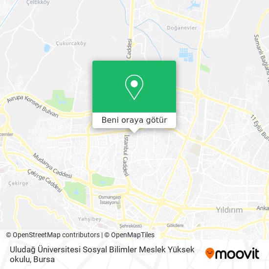 Uludağ Üniversitesi Sosyal Bilimler Meslek Yüksek okulu harita