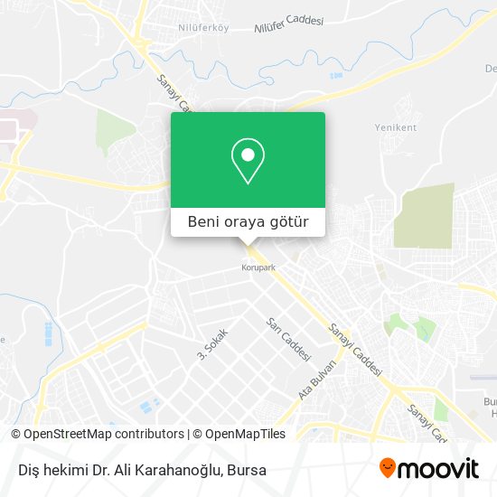 Diş hekimi Dr. Ali Karahanoğlu harita
