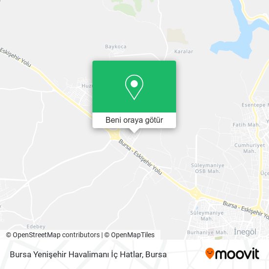 Bursa Yenişehir Havalimanı İç Hatlar harita