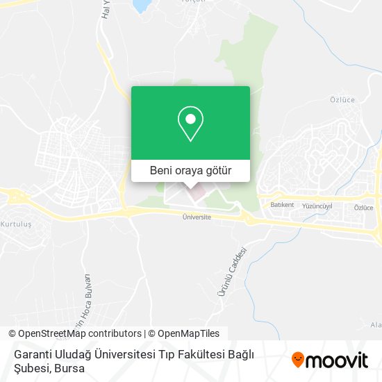 Garanti Uludağ Üniversitesi Tıp Fakültesi Bağlı Şubesi harita