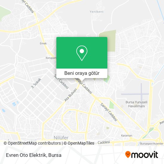 Evren Oto Elektrik harita