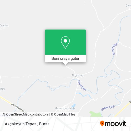 Akçakoyun Tepesi harita