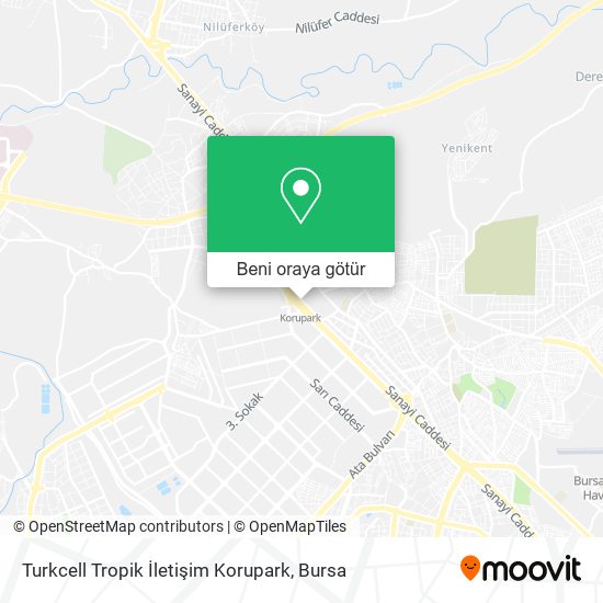 Turkcell Tropik İletişim Korupark harita