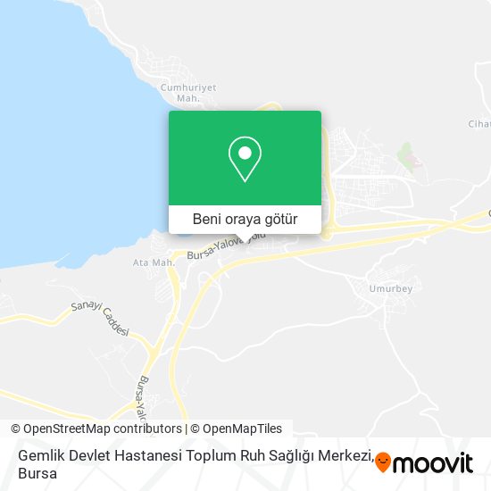 Gemlik Devlet Hastanesi Toplum Ruh Sağlığı Merkezi harita