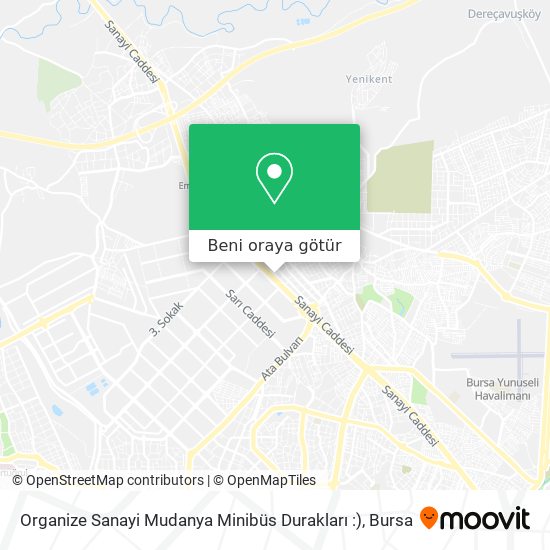 Organize Sanayi Mudanya Minibüs Durakları :) harita