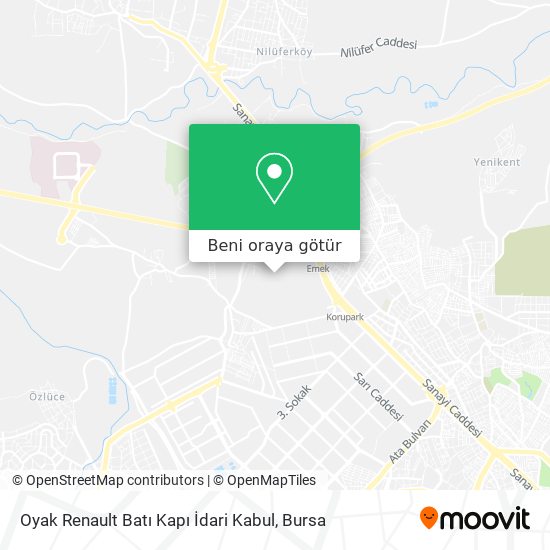 Oyak Renault Batı Kapı İdari Kabul harita