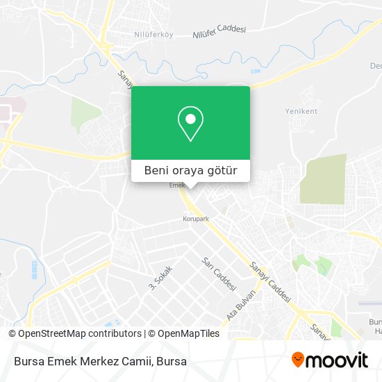 Bursa Emek Merkez Camii harita