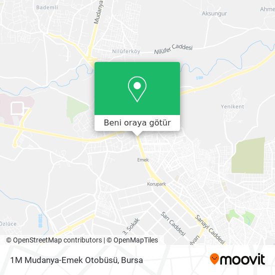 1M Mudanya-Emek Otobüsü harita