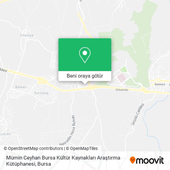 Mümin Ceyhan Bursa Kültür Kaynakları Araştırma Kütüphanesi harita