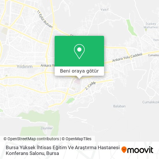 Bursa Yüksek İhtisas Eğitim Ve Araştırma Hastanesi Konferans Salonu harita
