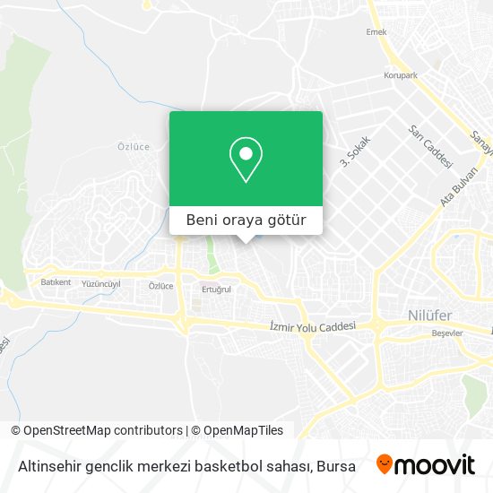 Altinsehir genclik merkezi basketbol sahası harita