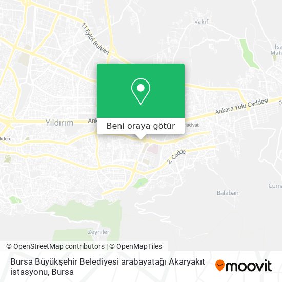 Bursa Büyükşehir Belediyesi arabayatağı Akaryakıt istasyonu harita