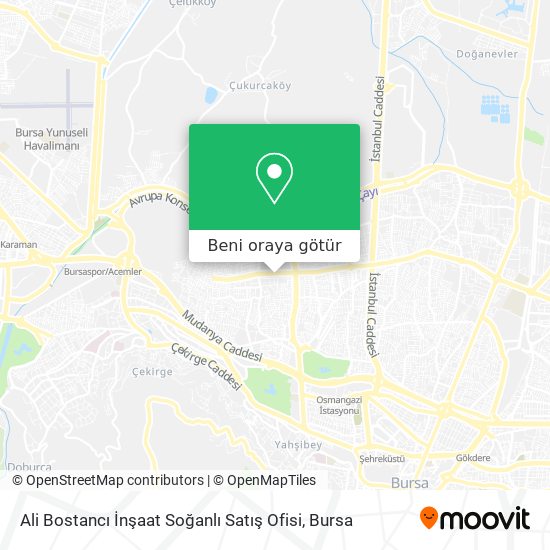 Ali Bostancı İnşaat Soğanlı Satış Ofisi harita
