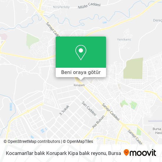 Kocaman'lar balık Korupark Kipa balık reyonu harita