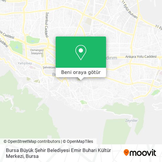 Bursa Büyük Şehir Belediyesi Emir Buhari Kültür Merkezi harita