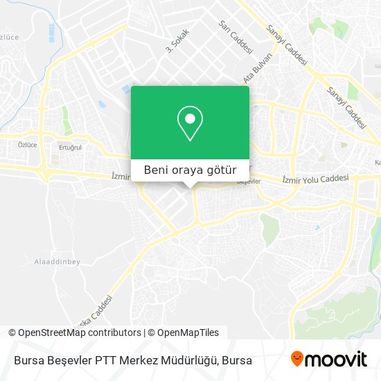 Bursa Beşevler PTT Merkez Müdürlüğü harita
