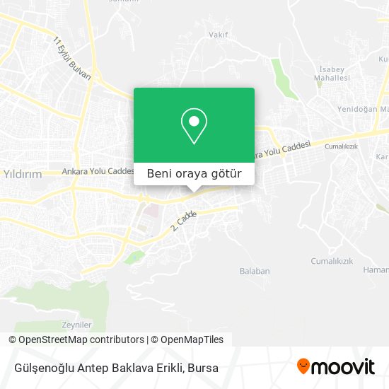 Gülşenoğlu Antep Baklava Erikli harita