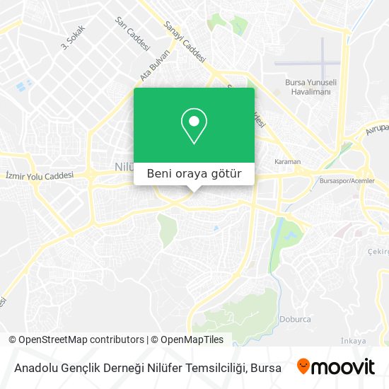 Anadolu Gençlik Derneği Nilüfer Temsilciliği harita