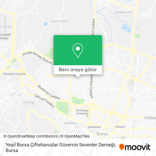 Yeşil Bursa Çiftehavuzlar Güvercin Sevenler Derneği harita
