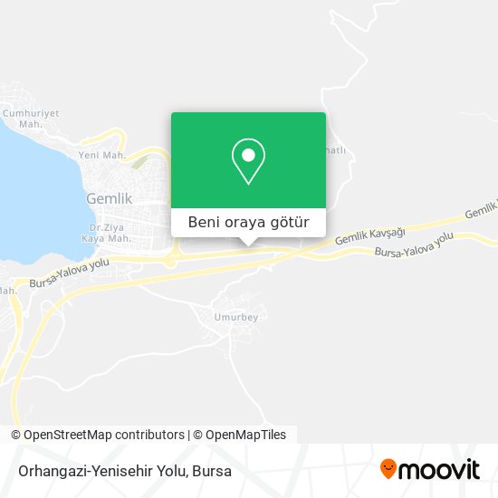 Orhangazi-Yenisehir Yolu harita