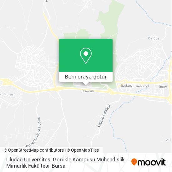 Uludağ Üniversitesi Görükle Kampüsü Mühendislik Mimarlık Fakültesi harita