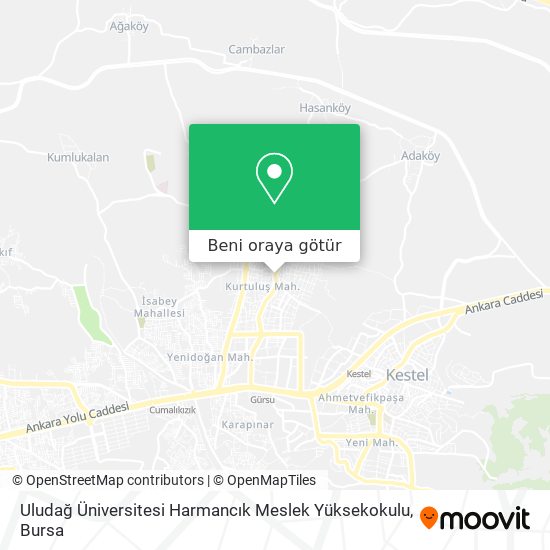 Uludağ Üniversitesi Harmancık Meslek Yüksekokulu harita
