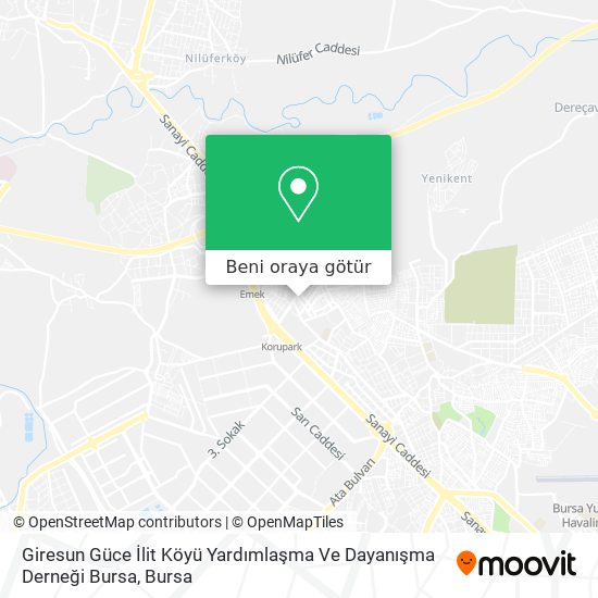 Giresun Güce İlit Köyü Yardımlaşma Ve Dayanışma Derneği Bursa harita