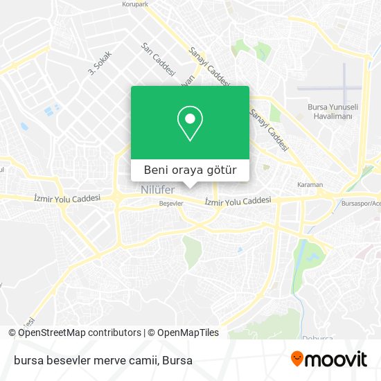 bursa besevler merve camii harita