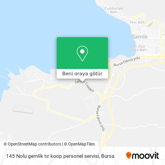 145 Nolu gemlik tır koop personel servisi harita