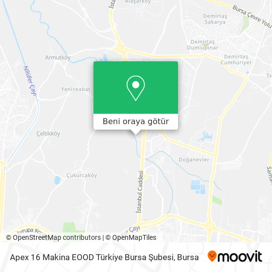 Apex 16 Makina EOOD Türkiye Bursa Şubesi harita
