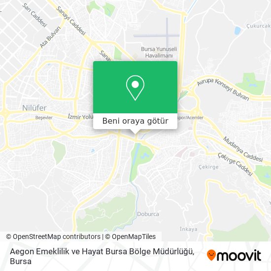 Aegon Emeklilik ve Hayat Bursa Bölge Müdürlüğü harita