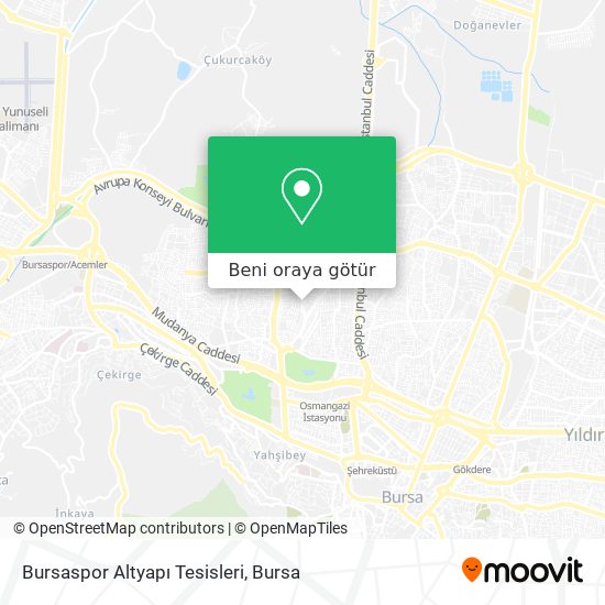 Bursaspor Altyapı Tesisleri harita