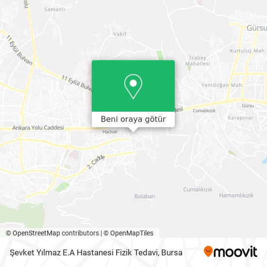 Şevket Yılmaz E.A Hastanesi Fizik Tedavi harita
