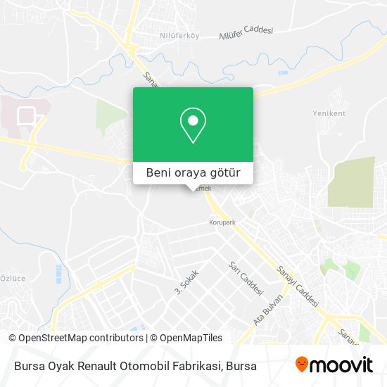 Bursa Oyak Renault Otomobil Fabrikasi harita