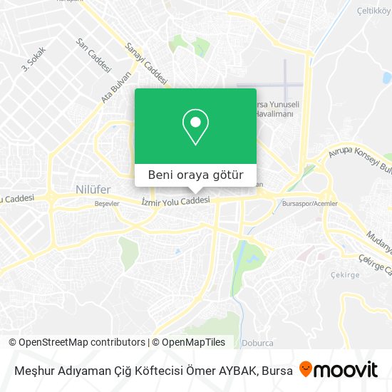 Meşhur Adıyaman Çiğ Köftecisi Ömer AYBAK harita